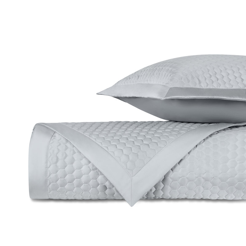 Apiary Standard Cotton Coverlet Set, Blue Gray, California King Coverlet + 2 Shams