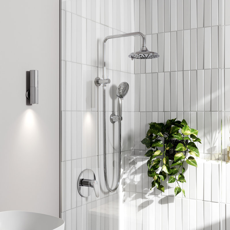 Système de douche à pomme de douche multifonctionnel 8 po avec bras de douche pivotant Laguna Laguna, Chrome chrome