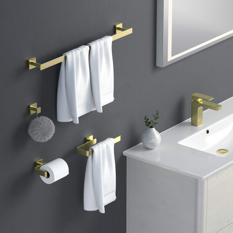 Ensemble de quincaillerie de salle de bain 4 pièces Blaze, Or brossé