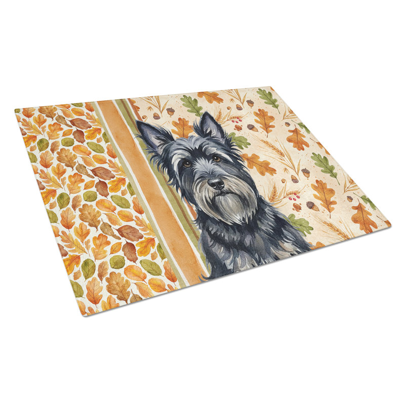 Black Skye Terrier Heirloom Fall Glass Cutting Board