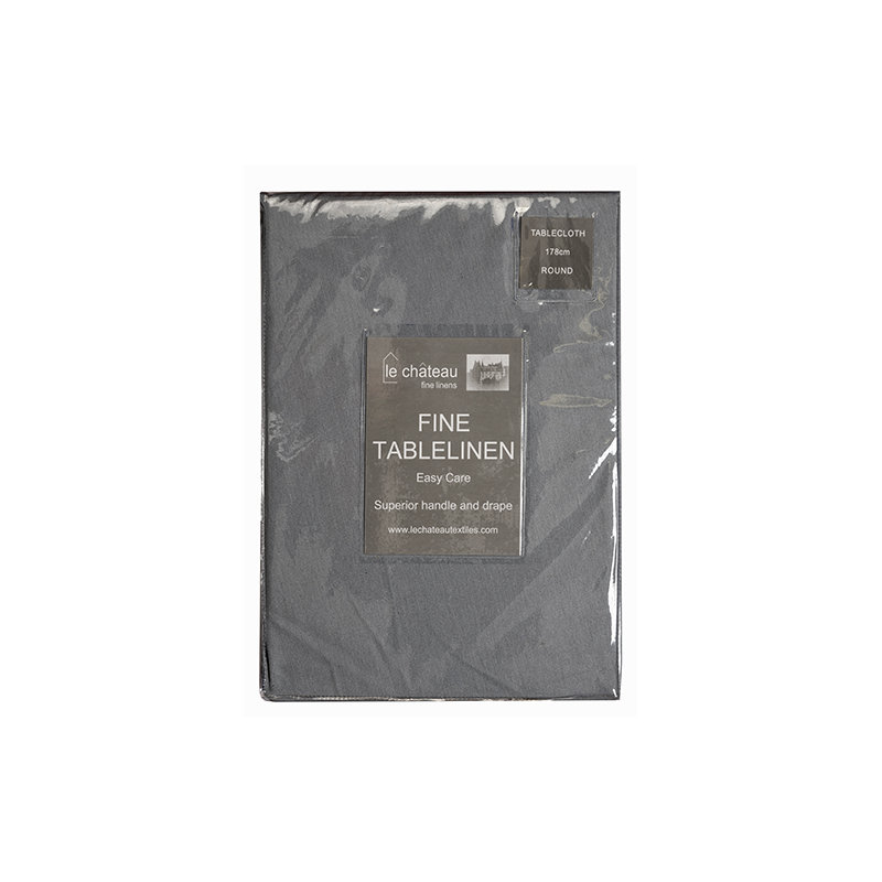 Harrigan Tablecloth, 178cm Round, Grey