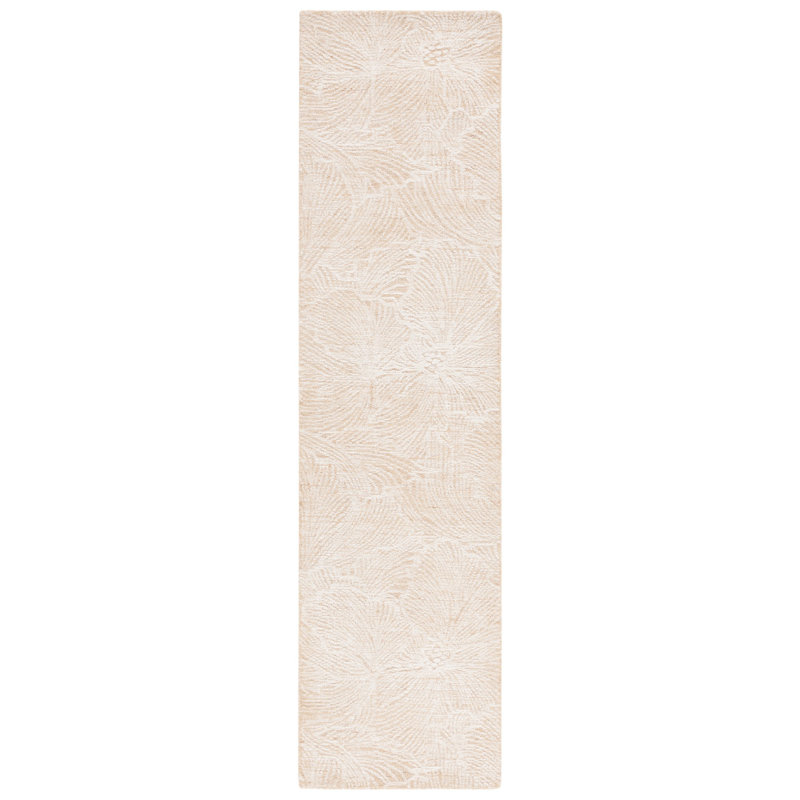 Larramore Hand Tufted Wool Cotton with Latex Floral Rug in Gold/Ivory, Runner 2'3" x 9'