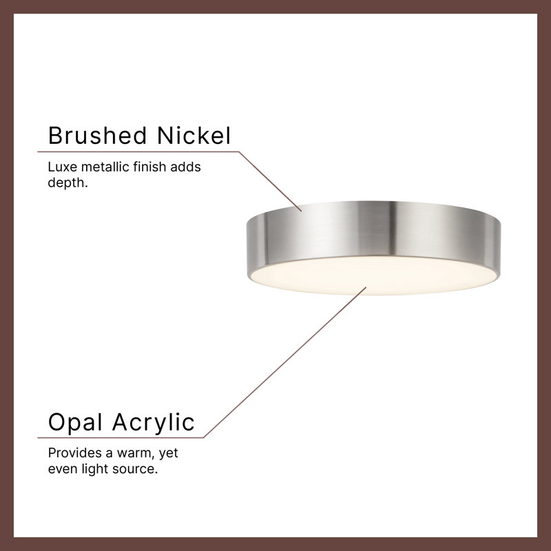 Musa 6-in Black dimmable LED Flush Mount, Nickel