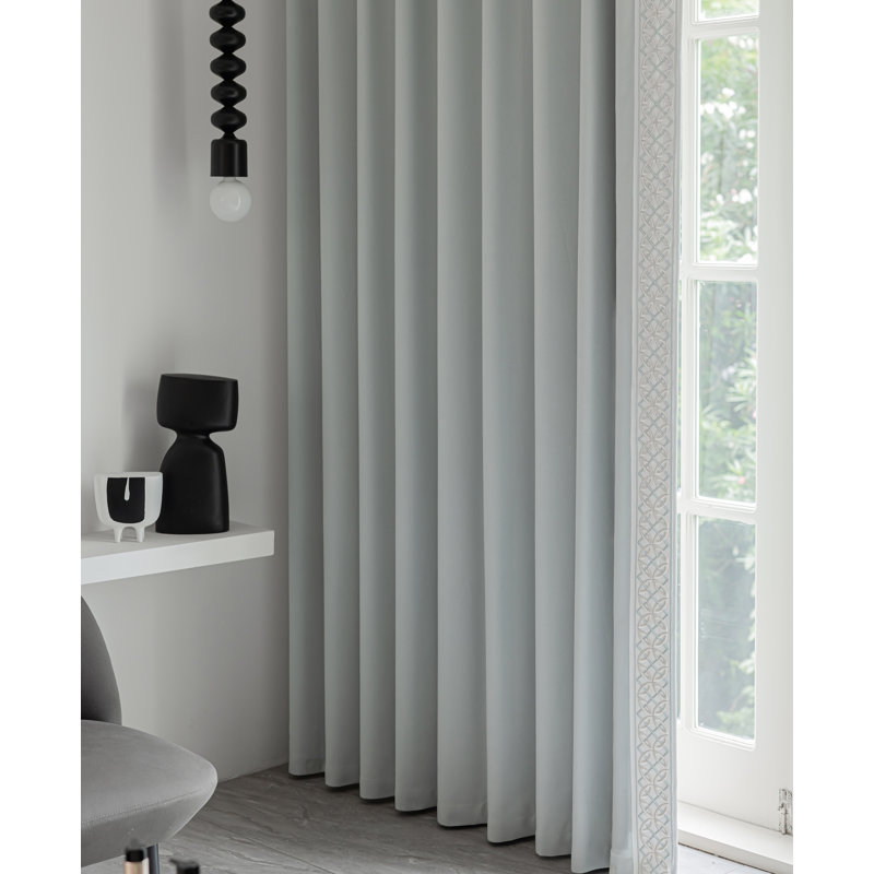 Arabella Room Darkening Curtain Pair (Set of 2), Light Grayish Blue - No lining, 50" W x 108" L