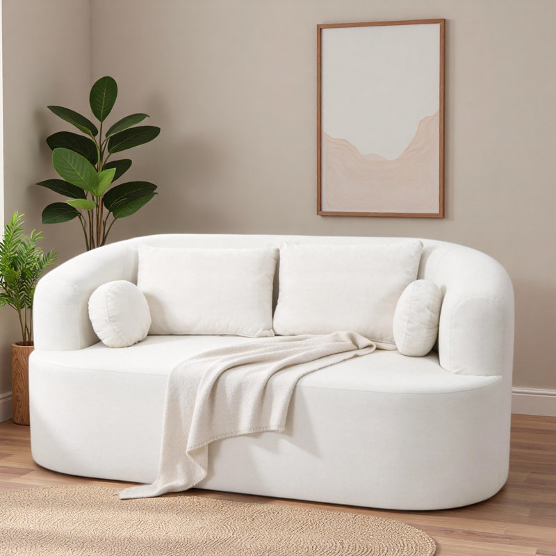 Canapé-dans-une-causeuse, Beige Chenille