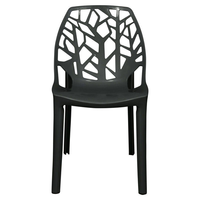 Edgington Lightweight Stacking Accent Dining Chair for Indoor & Outdoor, Solid Black, Single