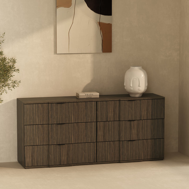 Commode double à 6 tiroirs Clive, Noyer