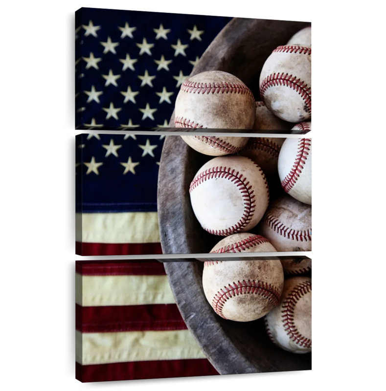 Sireci Vintage American Baseballs, 32" H x 20" W