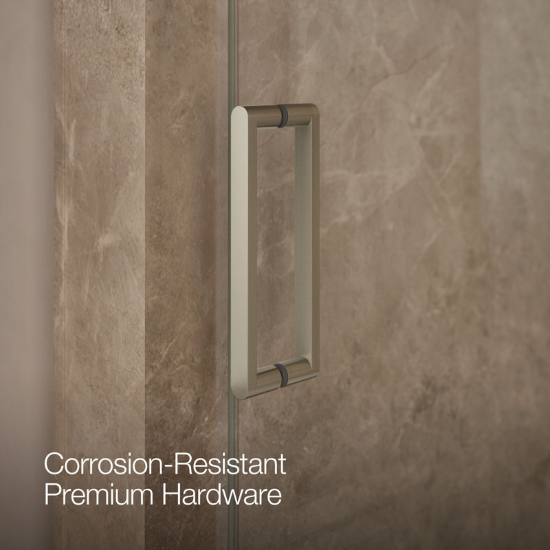 Revel 48'' x 70'' Pivot Shower Door with CleanCoat® Technology, Anodized Brushed Nickel, Crystal Clear