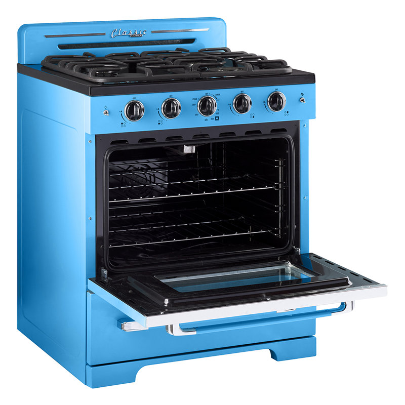 Classic Retro 30" 4 burner 3.9 cu. ft. Freestanding Gas Range with Convection Oven, Robin Egg Blue