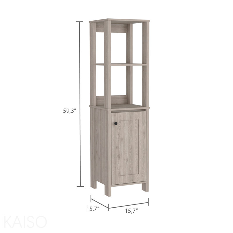 Armoire à linge à 4 tablettes, Gris