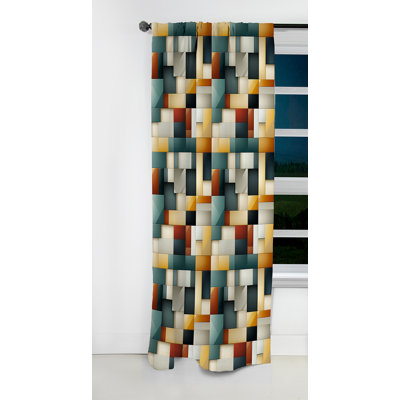 Tons naturels gris et beige mosaïque I - Rideau occultant géométrique abstrait - 1 panneaux