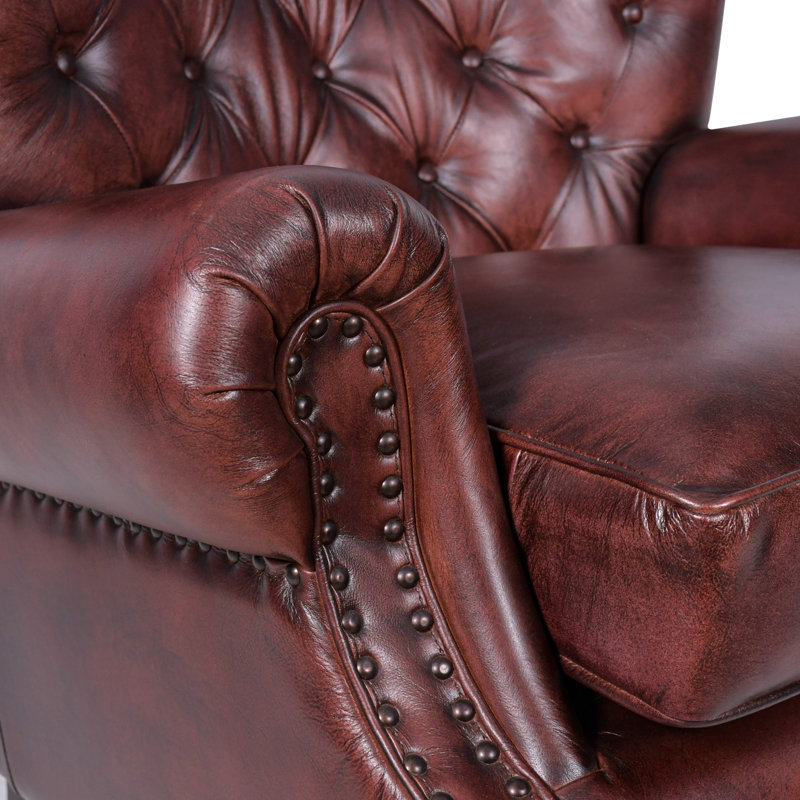 Elm Home And Garden Hampton Wingback Genuine Leather Armchair