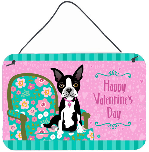 « joyeuse st valentin », impression sur plaque, H 8 po x l 12 po, Boston-terrier