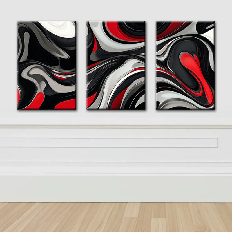 Abstrait, reproduction sur toile 3 pièces, 18 x 12 pouces 3 pièces