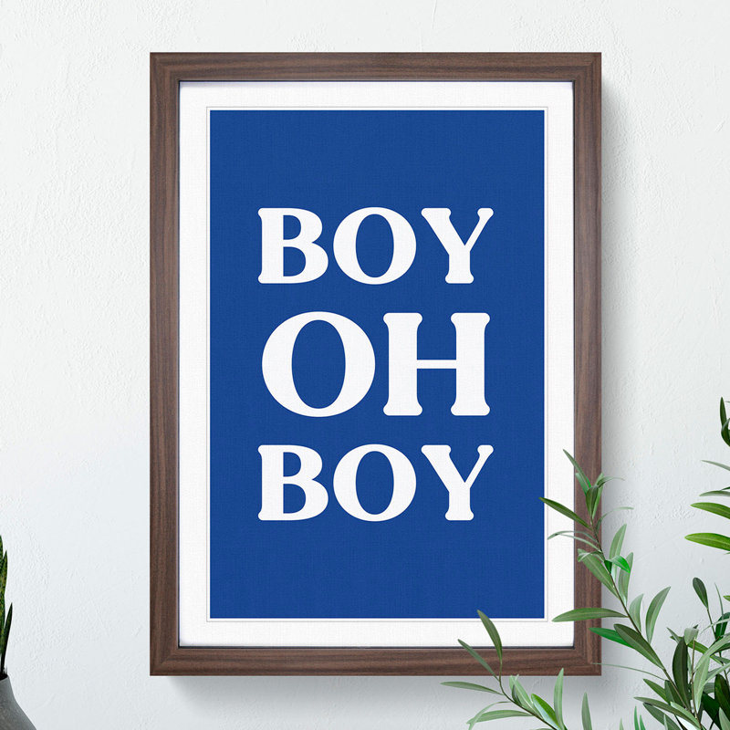 Boy Oh Boy - Picture Frame Typography, 65cm H x 48cm W x 2cm D, Walnut