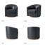 Fauteuil demi-tonneau pivotant en cuir véritable de 30,5 po de largeur avec base en bois massif Amiir-107397329