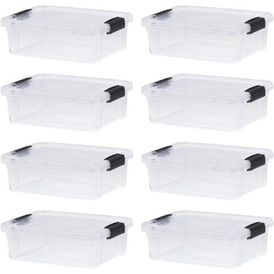 Latitude Run® Clear Storage Bins with Lids, 8 Pack- Plastic Storage Boxes for Home