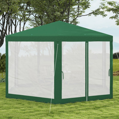 Outdoor Party Tent, Hexagon Sun Shade Shelter Canopy With Protective Mesh Screen Sidewalls, Ropes & Stakes