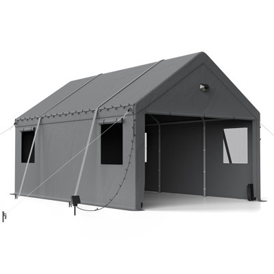 10 Ft. W x 20 Ft. D Heavy Duty Carport Canopy - Gray