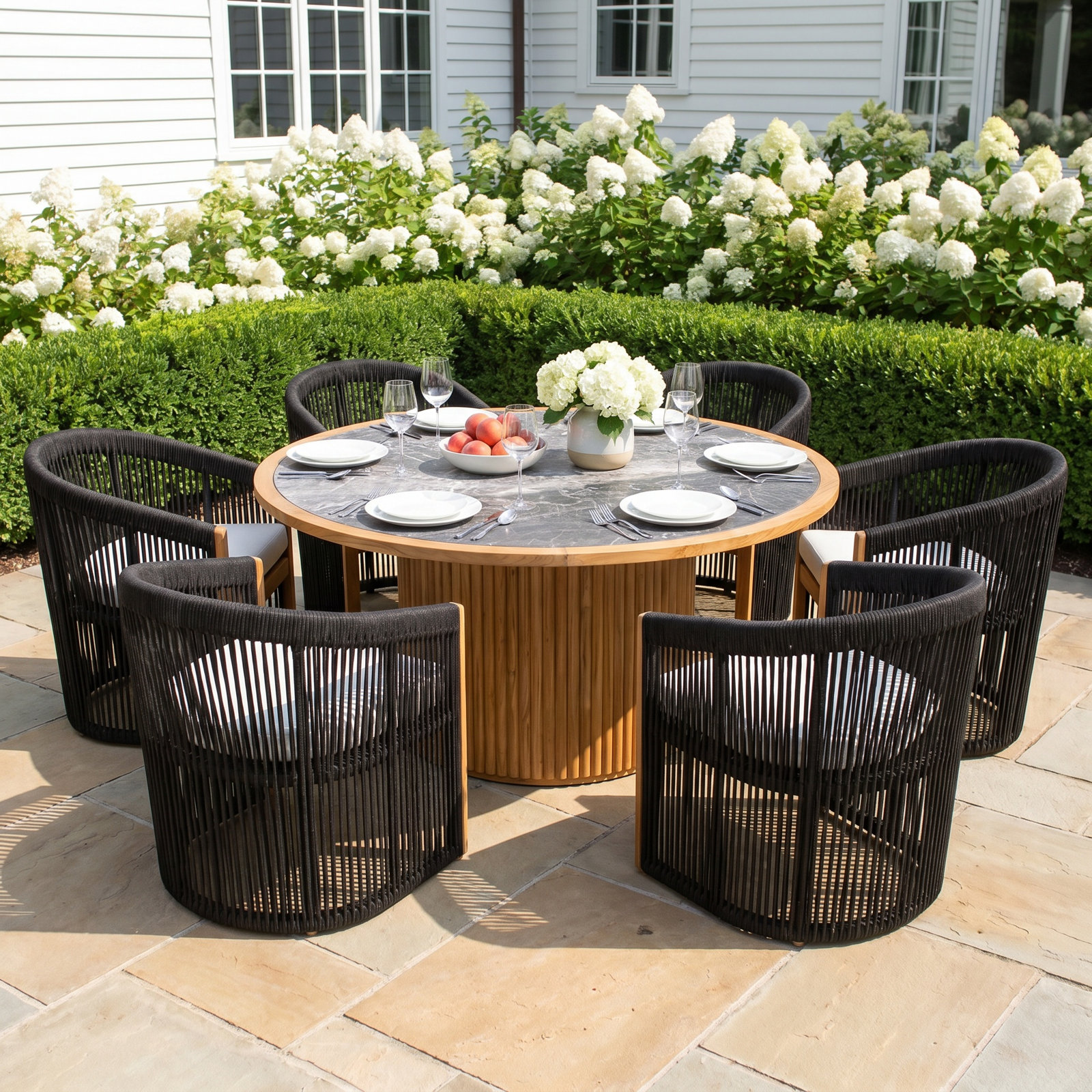 Aniston 60" Sunbrella® Patio Dining Set, Gray