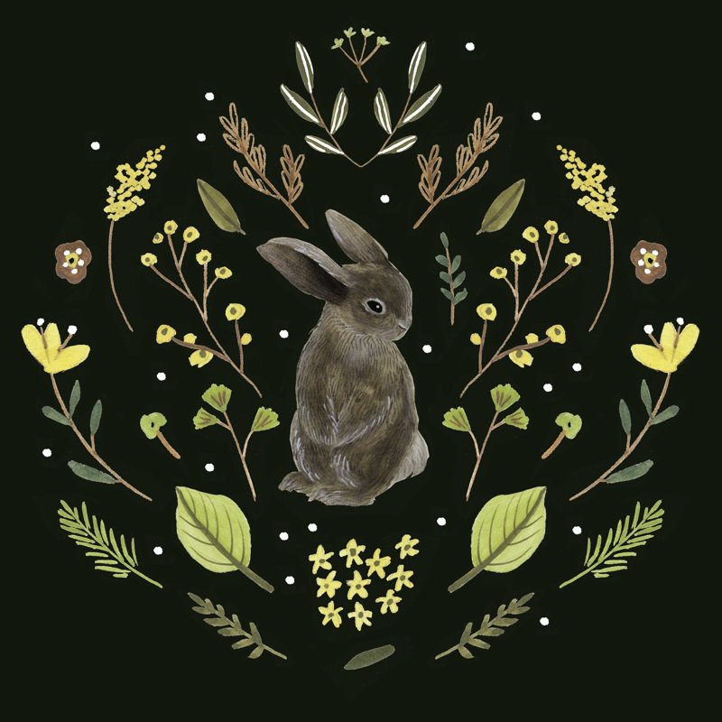 Bunny Field VI, H 12 po x l 12 po x P 1,25 po