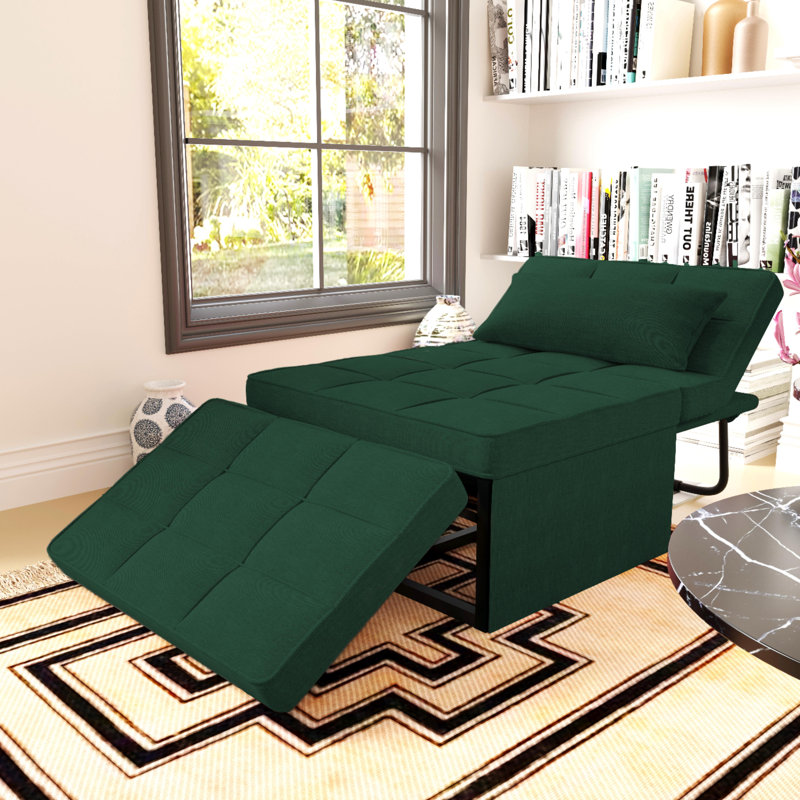 Chaliyah 71" Upholstered Convertible Sleeper Sofa, Green Chenille