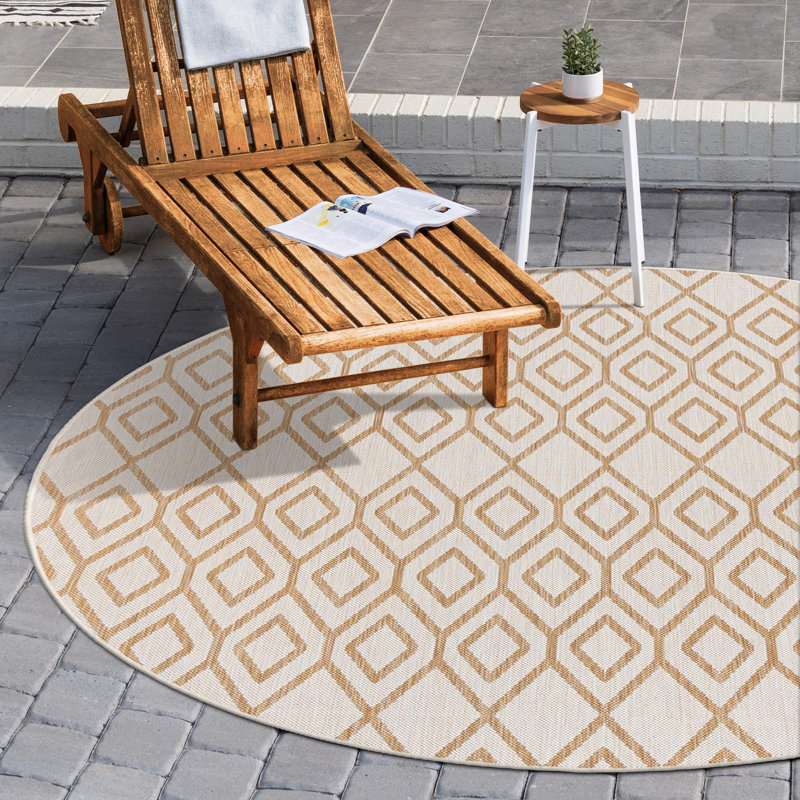 Tapis intérieur / extérieur Turks and Caicos, Rond 4 pi 1 po, Beige