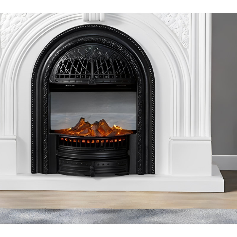 Modern retro fireplace, unique shape, White/Black