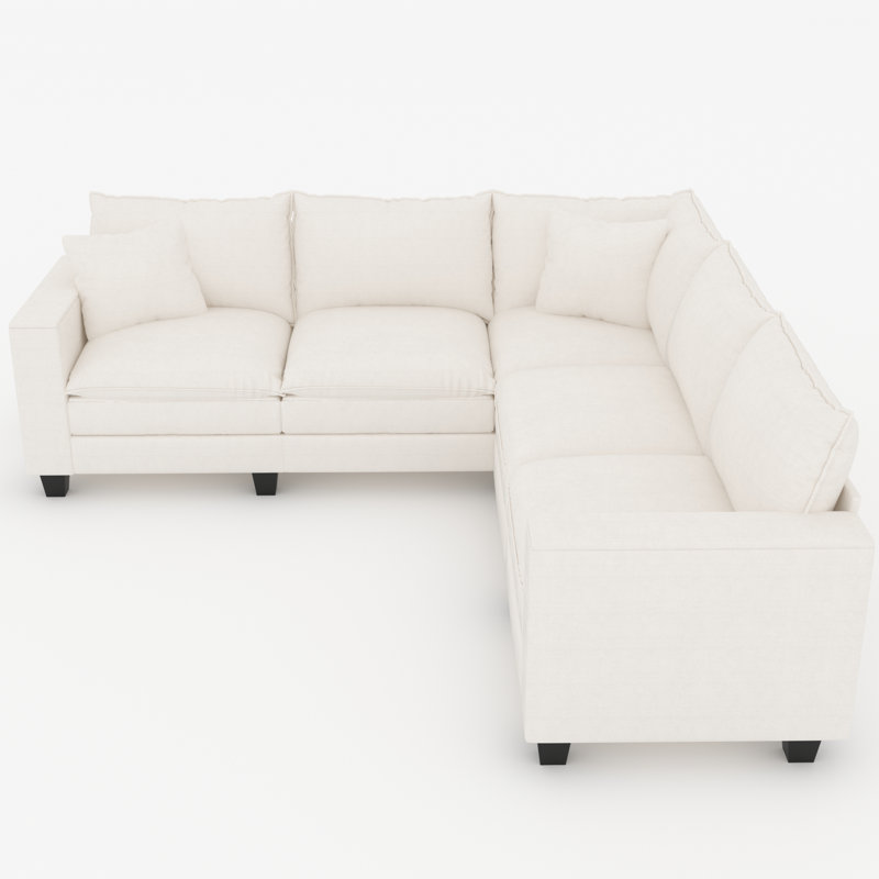 Elara 97'' Modern Sectional Sofa With Hidden Storage, Beige Chenille
