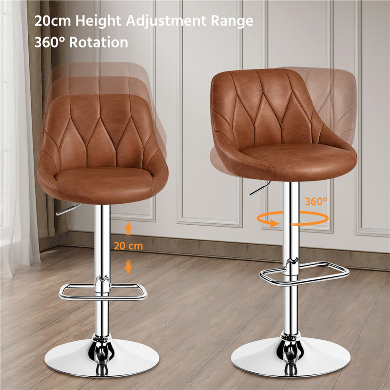 color Swivel Yes Upholstered Faux Leather Yes Bar Stool with Steel Frame, Brown