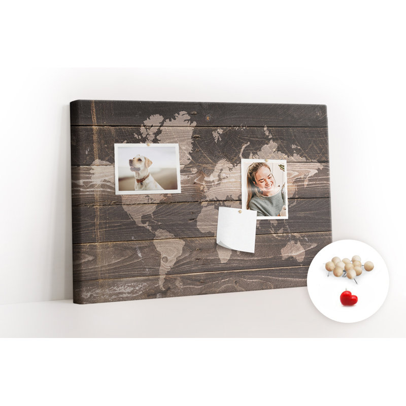 Wall Mounted bulletin board print home decor notice boards for office corkboard Map on old wood