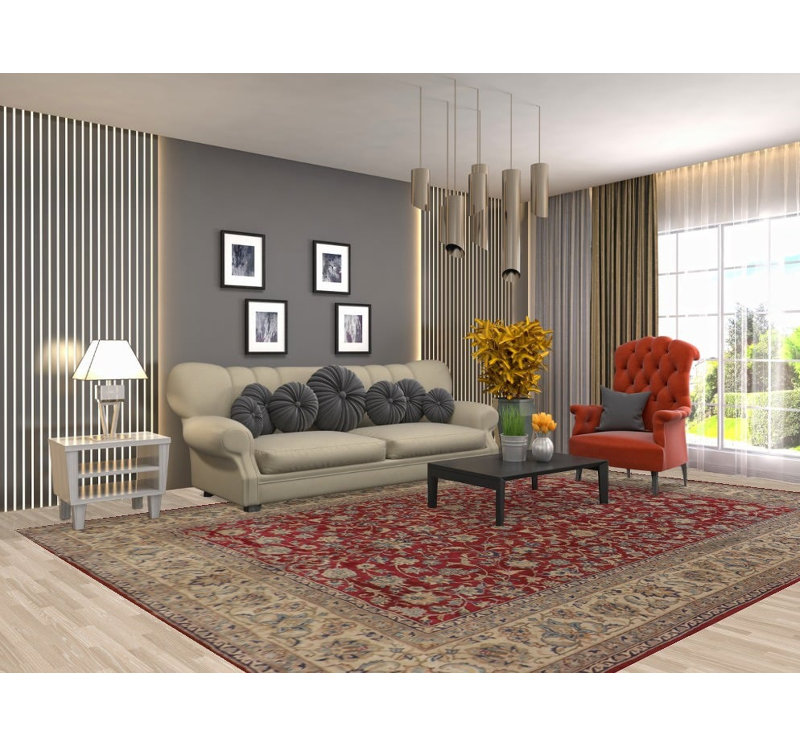 Tapis traditionnel floral All-Over 9 x 12