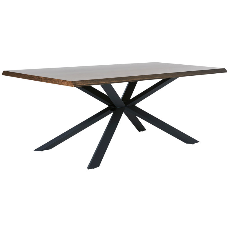 Kade Rectangular Dining Table with Steel Base, Brown