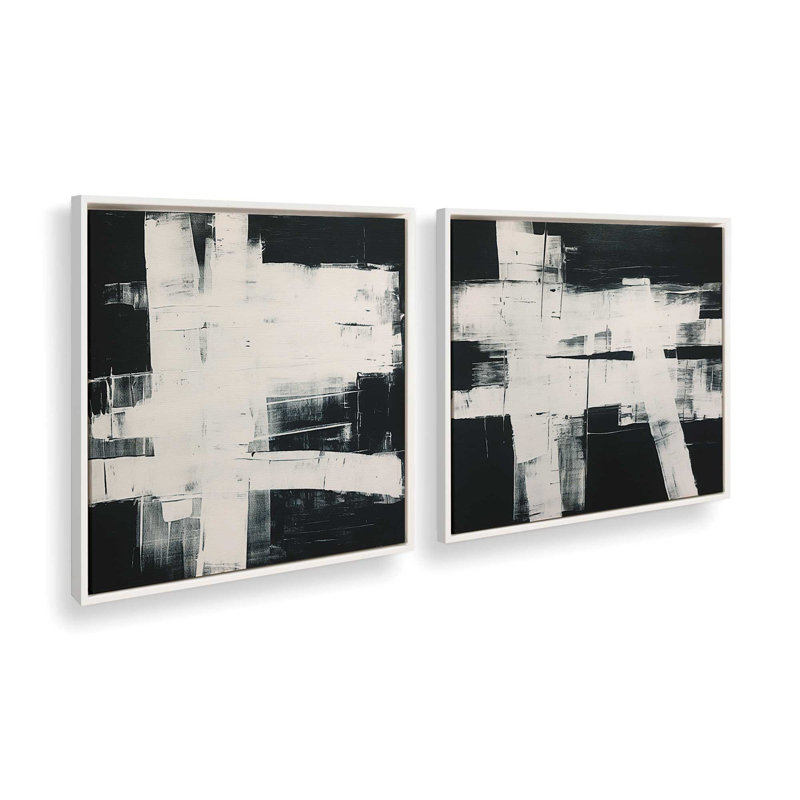 Onyx Eclipsed, ensemble de 2 impressions sur toile dans un cadre, Cadre flottant blanc opaque