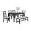 Ensemble de table de salle à manger gris anthracite 6 pièces, 4 chaises et banc d'appoint