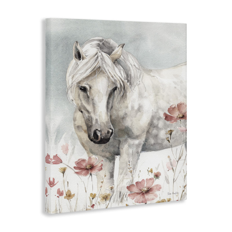 «Beautiful Horse Pink Flower», reproduction, H 20 po x l 16 po
