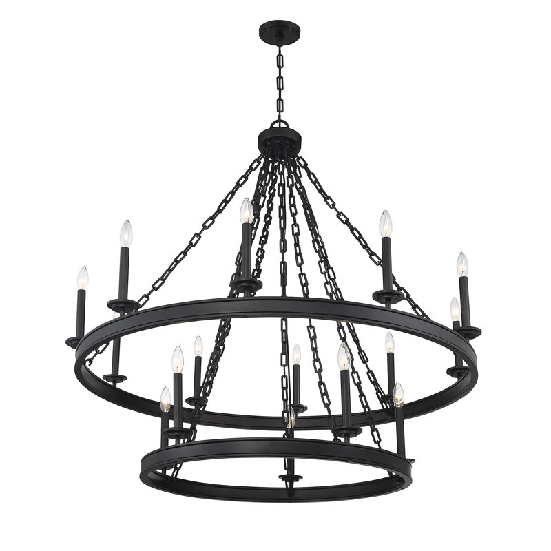Hanae 15 - Light Dimmable Tiered Chandelier, Matte Black