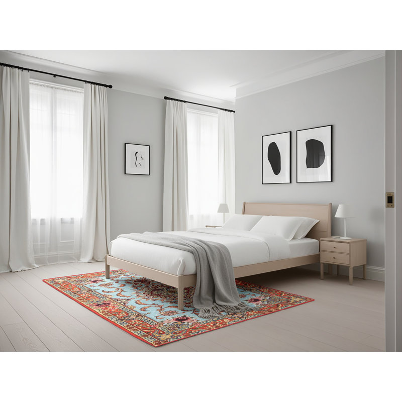Tapis rouge/bleu/brun traditionnel Ashippun, Rectangle 5 pi x 7 pi