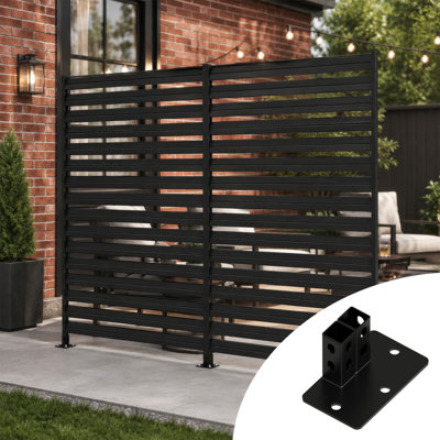 Outdoor Privacy Screen Freestanding Metal Base for Concrete, Patio and Deck Installation, Surface-Mount Base Accessory