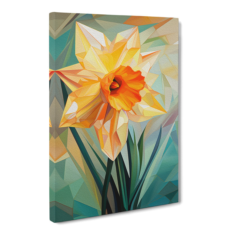 Daffodil Flower Orphism - Print, 76cm H x 50cm W x 3cm D