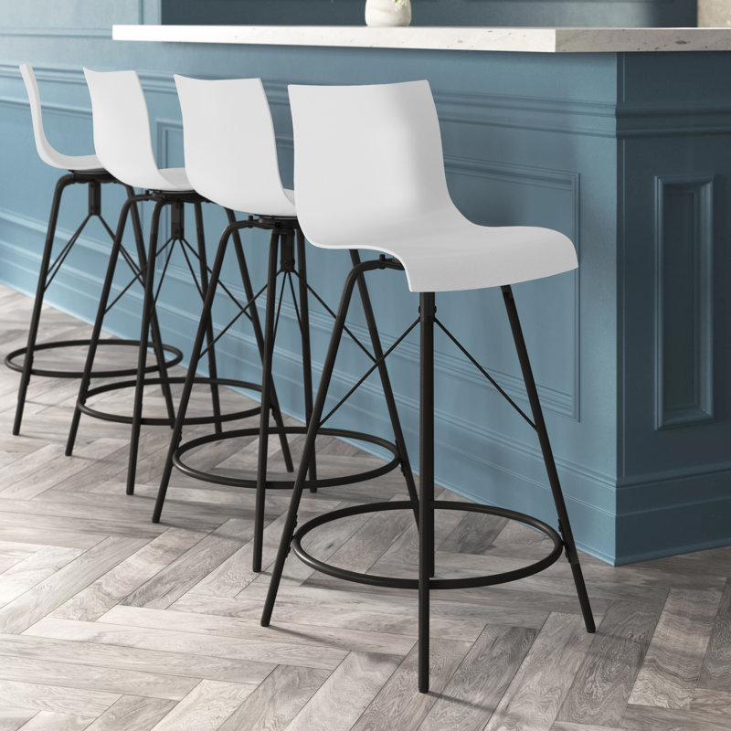 Tabouret de bar et de comptoir Brettly, Blanc, Tabouret de bar (siège d’une hauteur de 30 po)