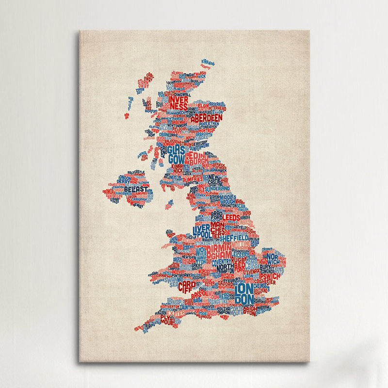 Impression sur toile, "belle-france city text map iii" par michael tompsett, H 40 po x l 26 po x P 1,5 po, Toile tendue