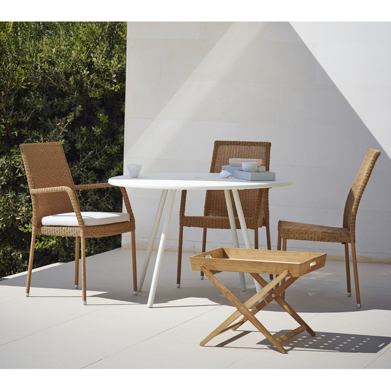 Outdoor Dining Side Chair, Taupe, Black