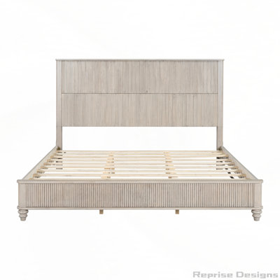 Solid Wood Bed Frame with Tall Headboard