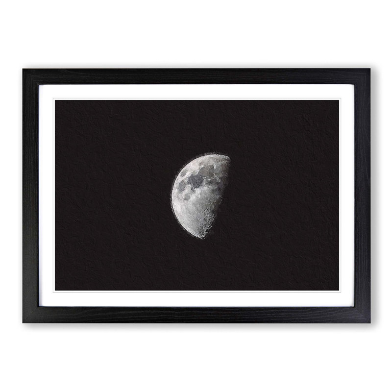 Half Moon - Picture Frame Photograph Print, 36cm H x 48cm W x 2cm D, Black Framed