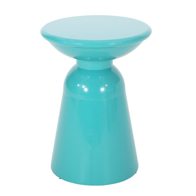Table d'appoint d'extérieur en métal - grande conception moderne avec piédestal stable, fer thermolaqué, bleu sarcelle, prête à l'emploi, grande table 14,71 po x P 14,71 po, H 8 po, durabilité du piédestal, installation instantanée, 15 po x 15 po