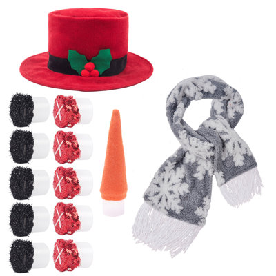 Christmas Snowman Decoration Set Christmas Outdoor Snowman Hat Scarf Decoration