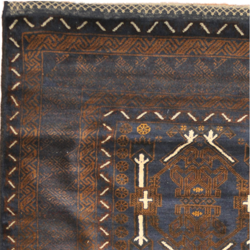 Tapis décoratif en laine de laine de noué à la main gris anthracite/brun 3 pi 6 po x 6 pi 7 po Ansha