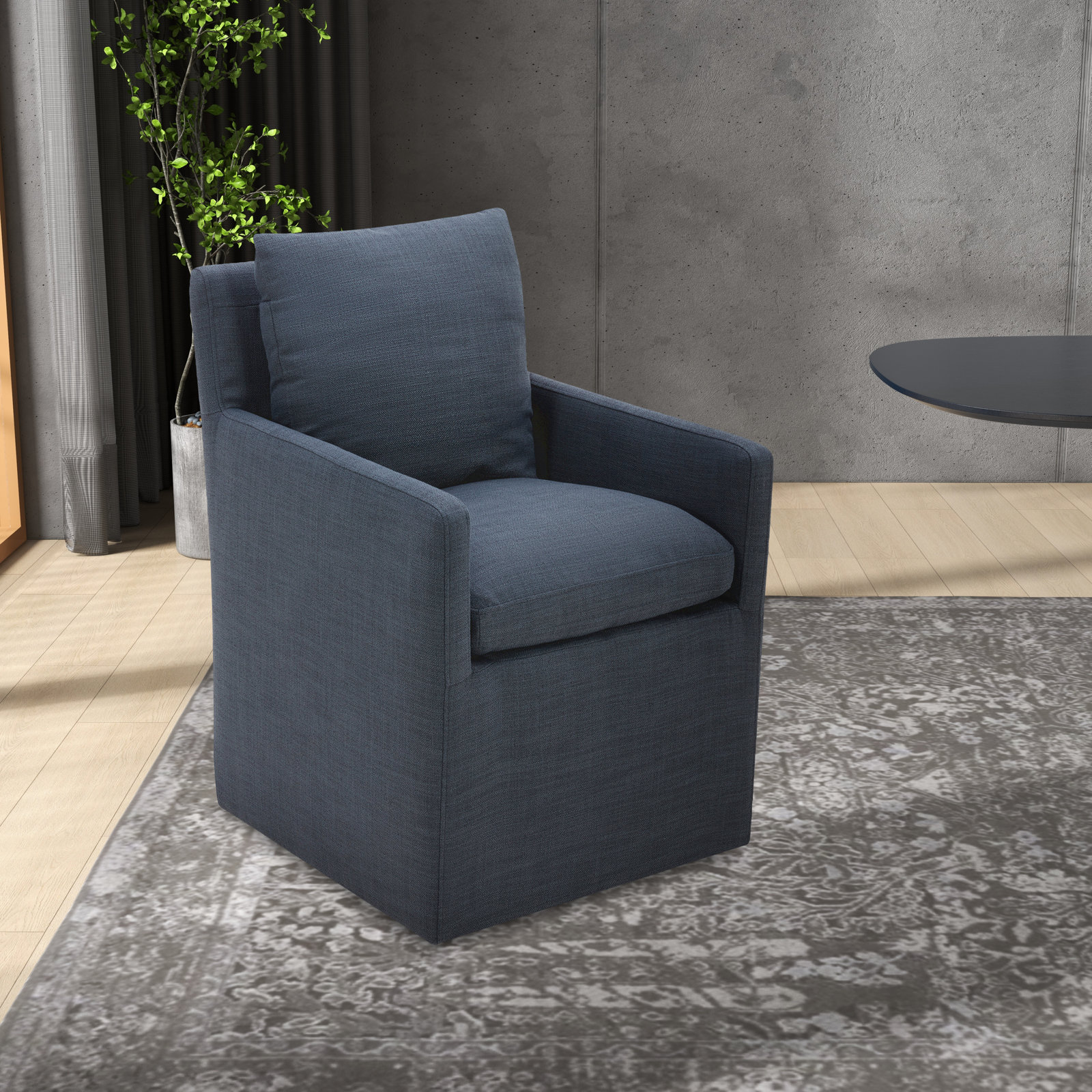 Alayaa Linen Armchair, Effie Indigo Performance Linen